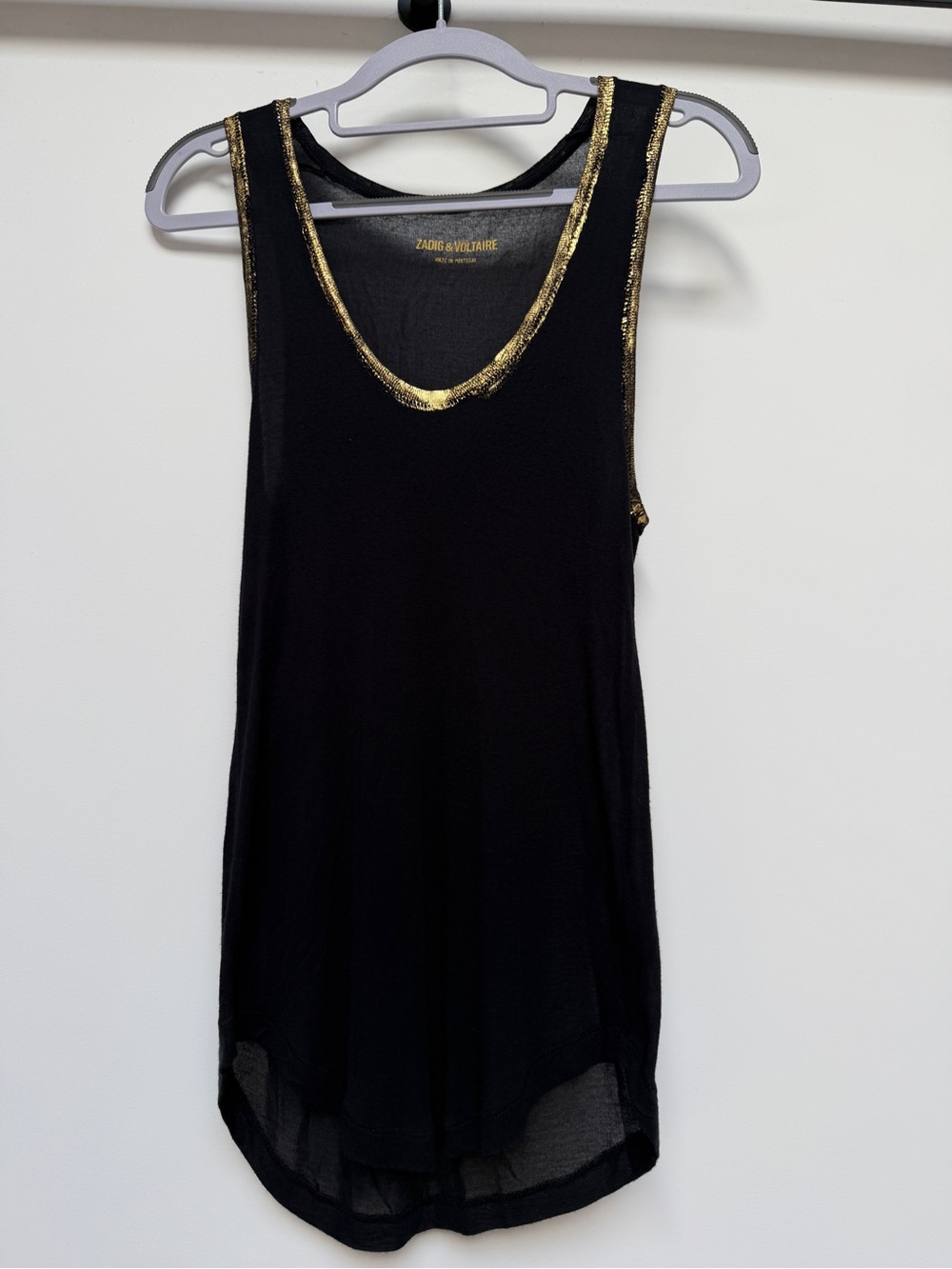 Zadig & Voltaire Black Tam Gold Trim Tank Top Size Medium - Rock n Roll & Edgy